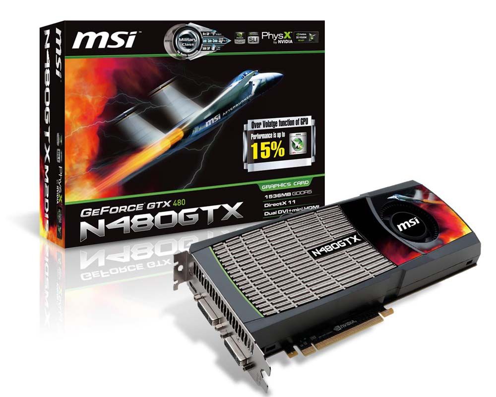 MSI N480GTXM2D15 graphics card GeForce GTX 480 1.5 GB GDDR5