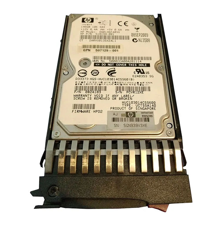 507129-001 - HP 146GB 10000RPM SAS 6Gb/s 2.5-in HDD with Tray