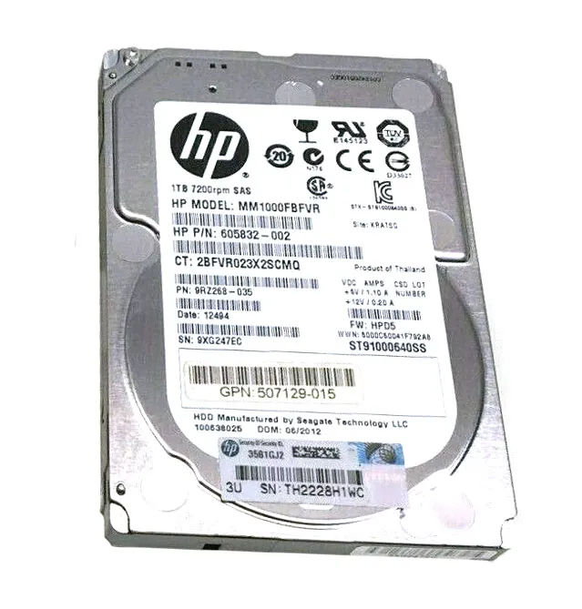 507129-015 - HP 1TB 7200RPM SAS 6Gb/s 2.5-in Hard Drive