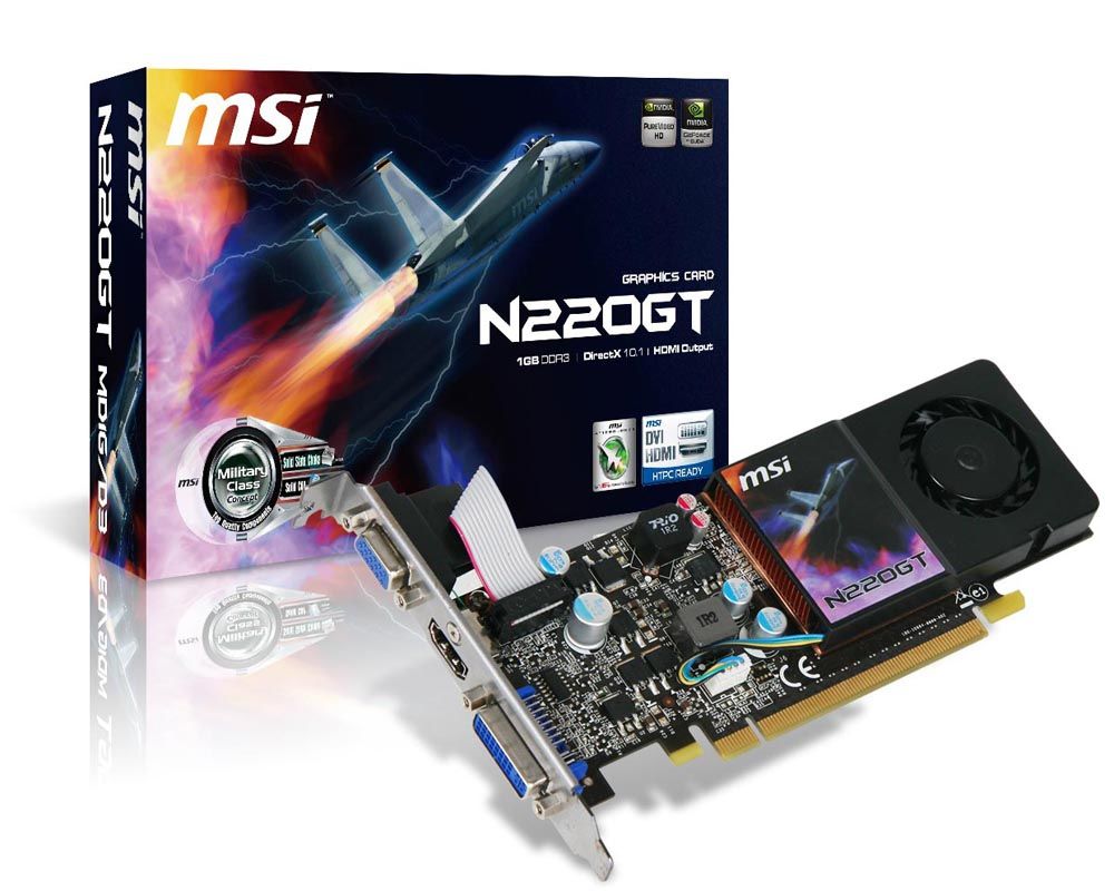 MSI N220GT-MD1GL/D3 graphics card GeForce GT 220 1 GB GDDR3