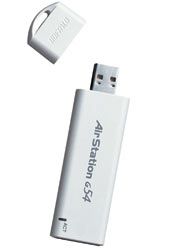 Buffalo 54Mbps Wireless USB 2.0 Keychain Adapter 54 Mbit/s