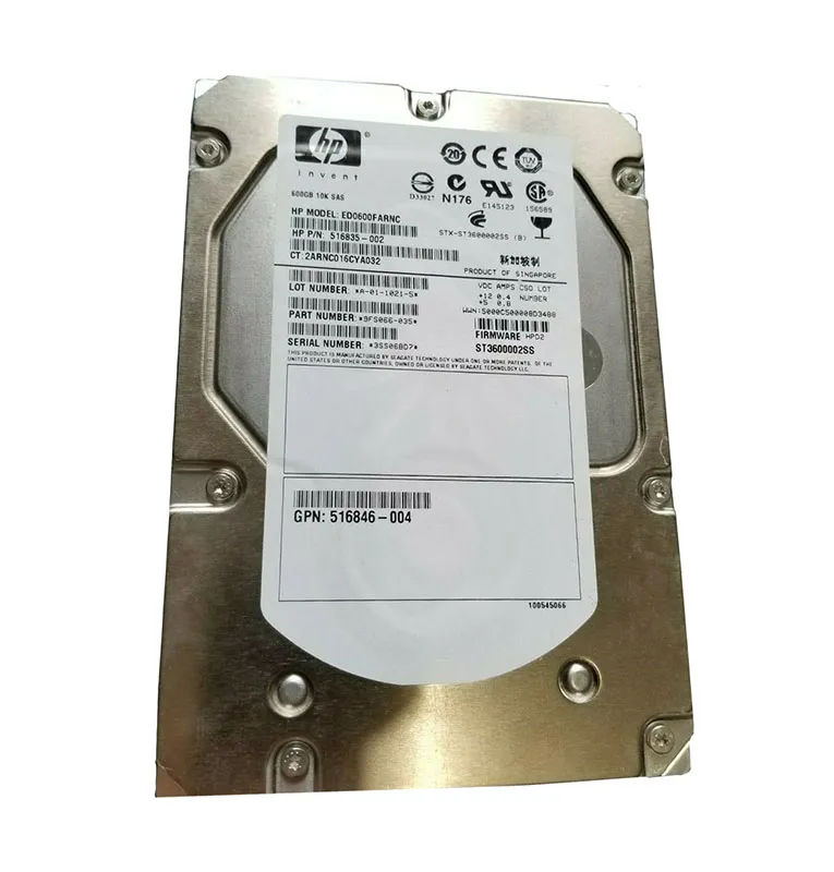 516835-002 - HP 600GB 10000RPM SAS 6Gb/s 3.5-in HDD with Tray