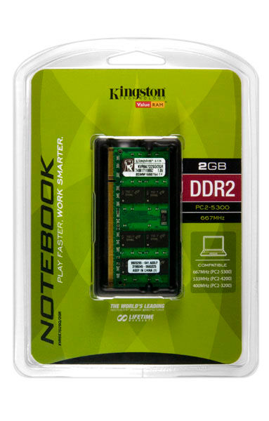 Kingston Technology System Specific Memory KVR800D2SO/2GR memory module 2 GB 1 x 1 GB DDR2 200-pin SO-DIMM