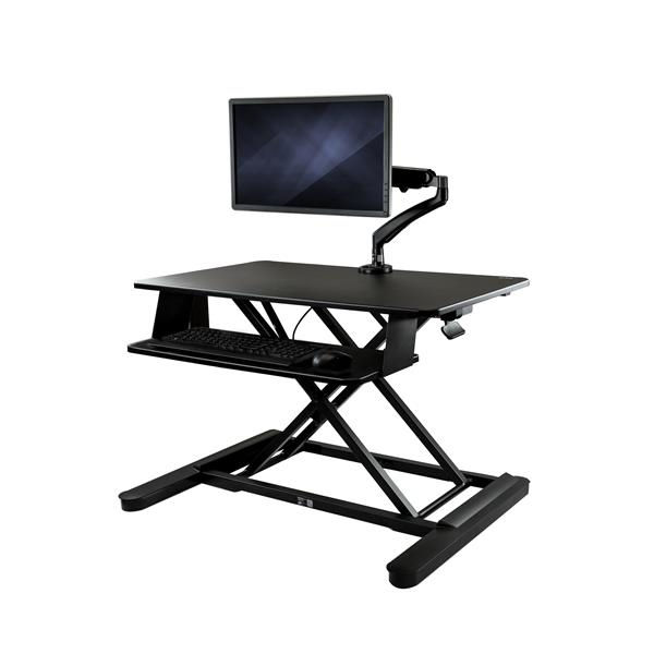StarTech.com Sit-Stand Desk Converter with Monitor Arm - 35” Wide Work Surface - For up to 26" Monitor