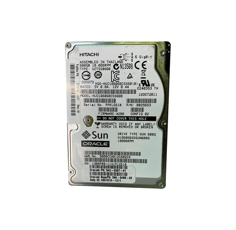 542-0287 - Sun 600GB 10000RPM SAS 6Gb/s 2.5-Inch Hard Drive with Caddy