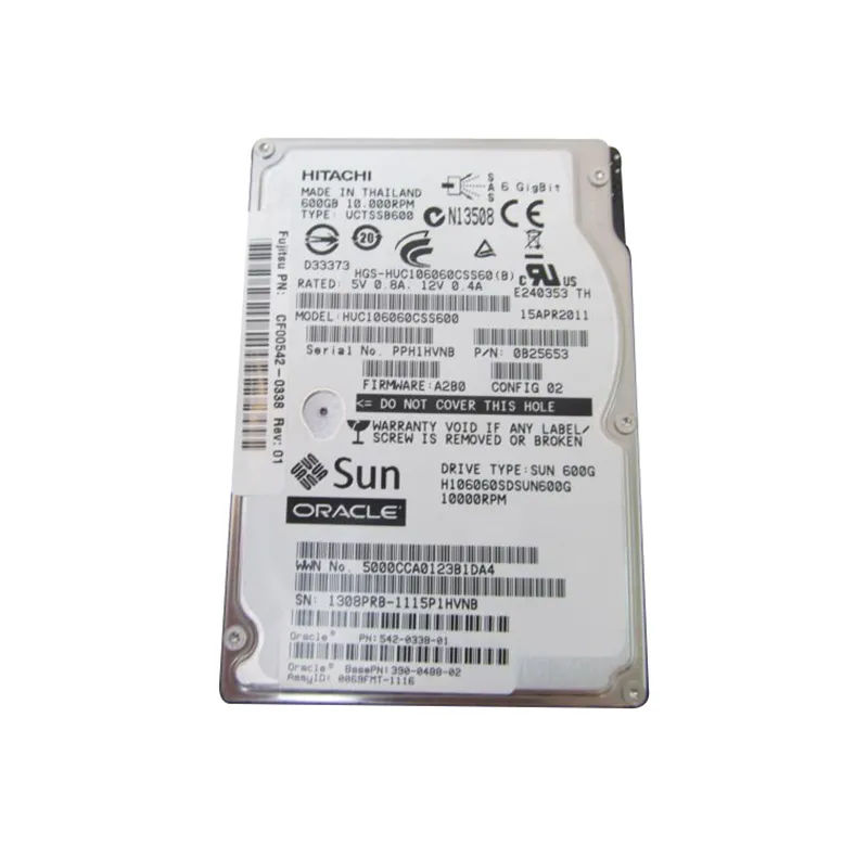 542-0338 - Sun 600GB 10000RPM SAS 6Gb/s 2.5-Inch Hard Drive
