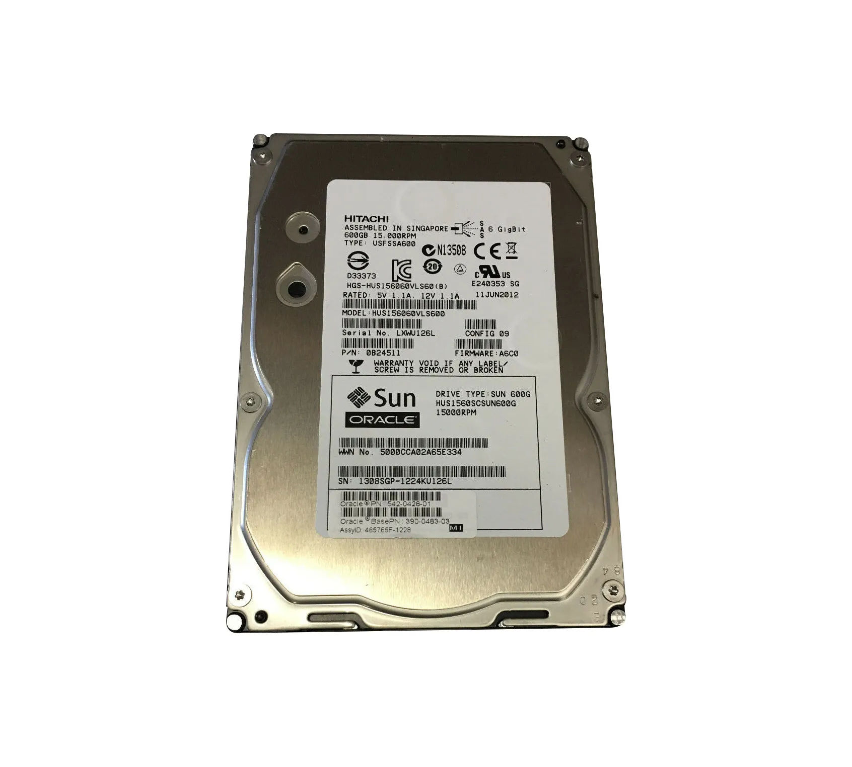 542-0428-01 - Sun 600GB 15000RPM SAS 6Gb/s Hot Swap 3.5-in HDD