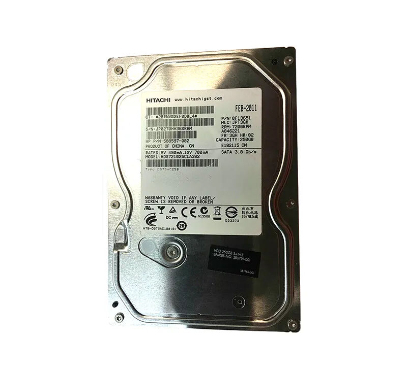 588597-002 - HP 250GB 7200RPM SATA 3Gb/s 3.5-in Hard Drive
