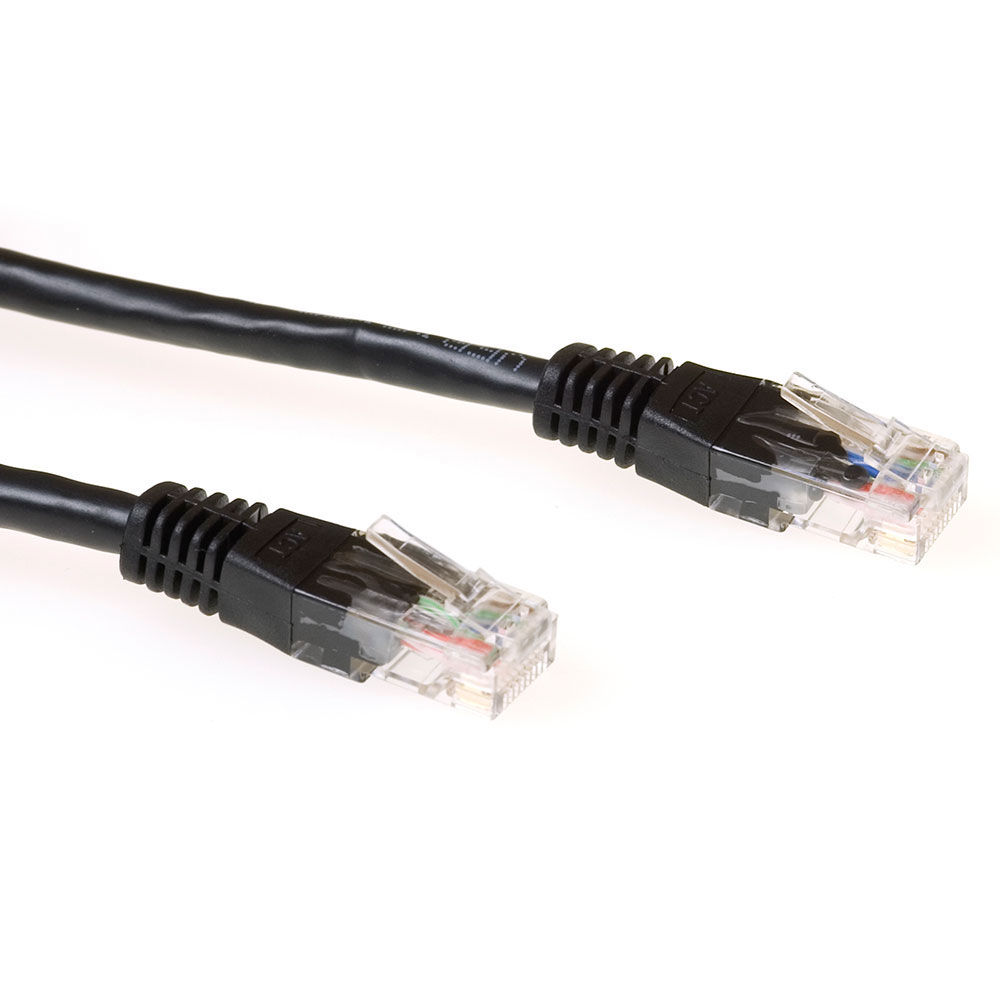 ACT Black 0.5 meter U/UTP CAT6 patch cable with RJ45 connectors