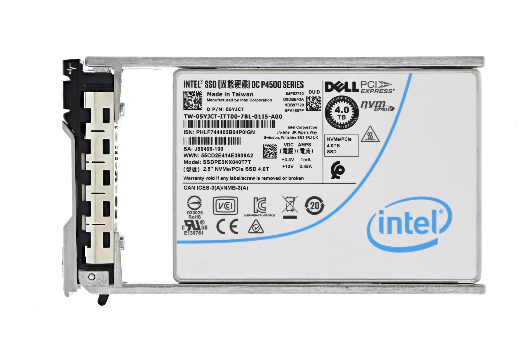 5YJCT - Dell 4TB PCI Express NVMe TLC 2.5" Solid State Drive