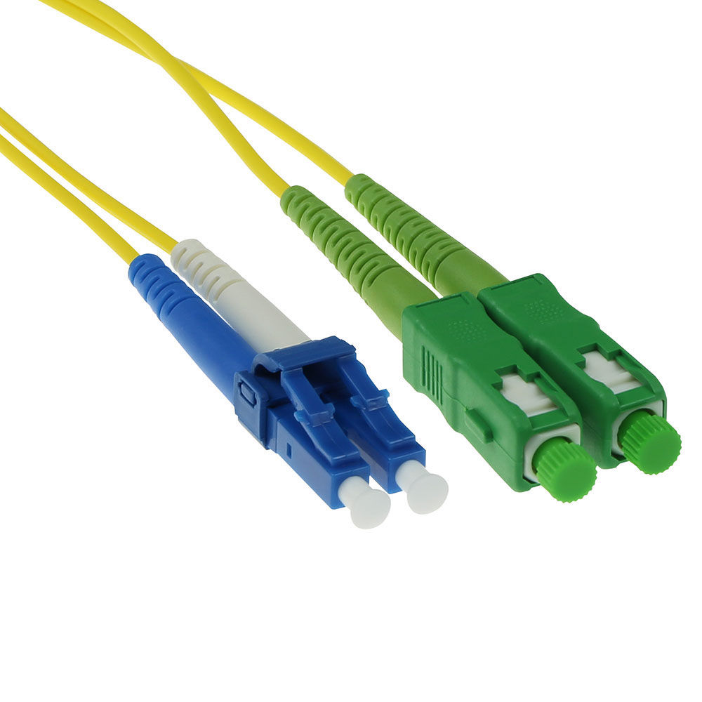 ACT 1 meter LSZH Singlemode 9/125 OS2 fiber patch cable duplex with SC/APC and LC/PC connectors