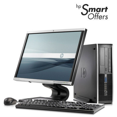 HP Compaq Elite 8000 Elite SFF + LA2205wg Intel® Core™2 Duo E8500 2 GB DDR3-SDRAM 320 GB Intel® GMA 4500 Windows 7 Professional PC Black