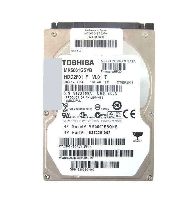 628029-002 - HP 500GB 7200RPM SATA 3Gb/s 2.5-in Hard Drive