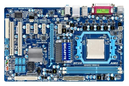GIGABYTE GA-770T-D3L motherboard AMD 770 Socket AM3 ATX