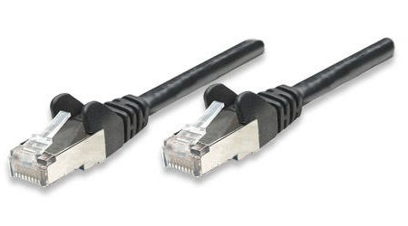 Intellinet Network Patch Cable, Cat5e, 0.5m, Black, CCA, SF/UTP, PVC, RJ45, Gold Plated Contacts, Snagless, Booted, Lifetime Warranty, Polybag