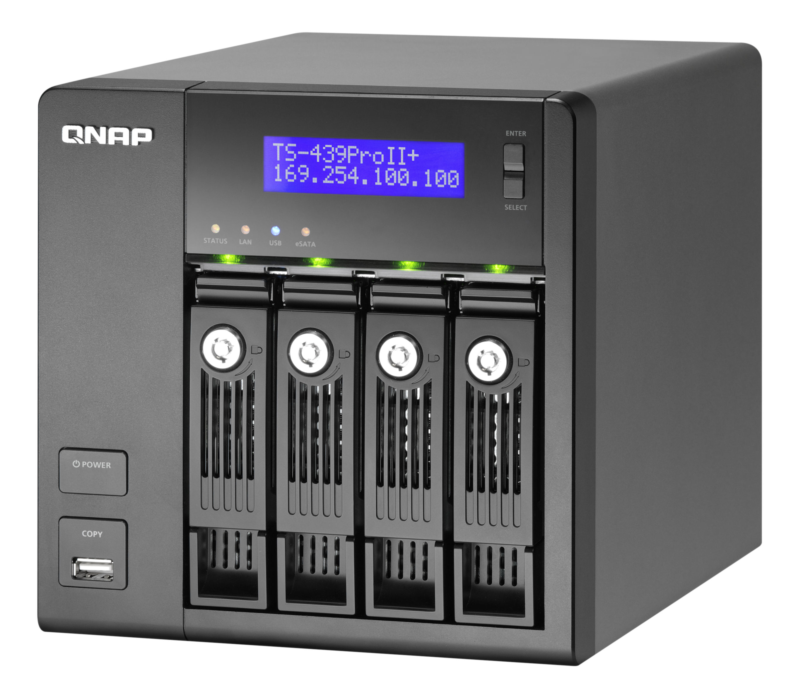 QNAP TS-439 Pro II+ Tower Intel Atom® 1 GB 0 TB Black, Grey