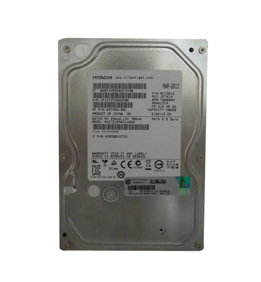 647466-001 - HP 500GB 7200RPM SATA 6Gb/s 3.5-in Hard Drive