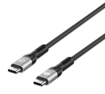 Manhattan Fast USB-C to USB-C Cable (240W), 1m, 240W Laptop Charging + High-Speed Data & Video, Works with ALL Laptops (Note additional USB-C 240W wall charger needed), 40 Gbps Ultra-Fast Transfers, Black, 3 year Warranty