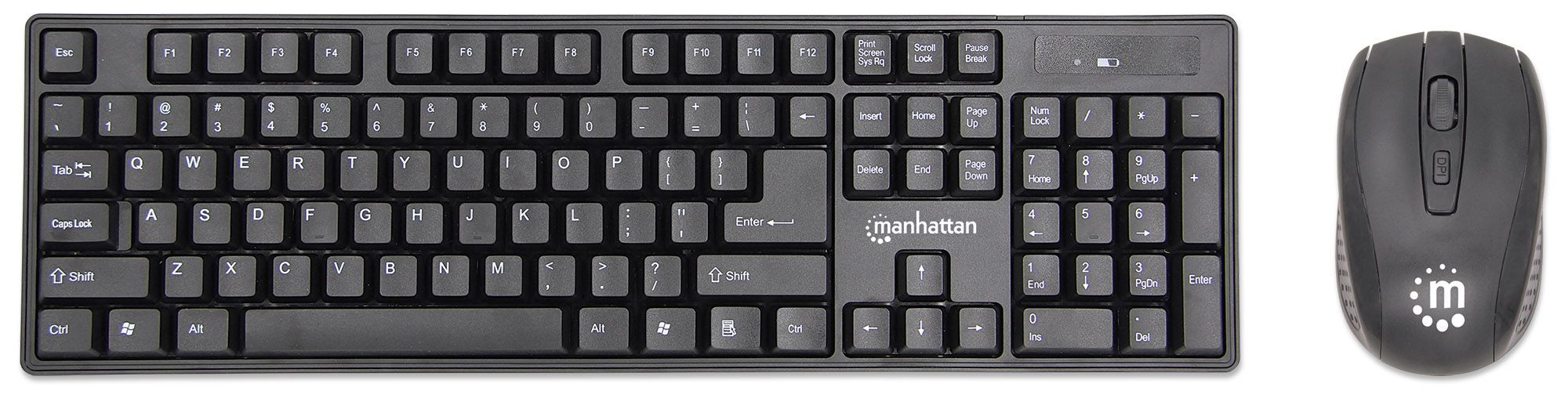 Manhattan 178990 keyboard Mouse included Universal RF Wireless Black