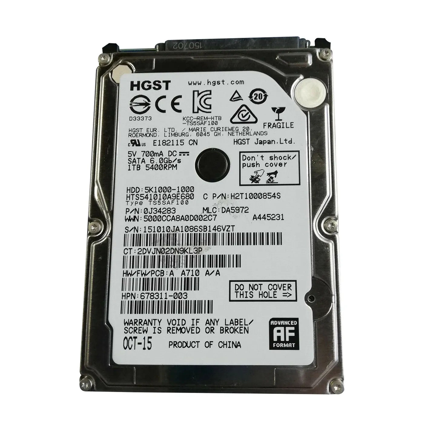 678311-003 - HP 1TB 5400RPM SATA 2.5" HDD
