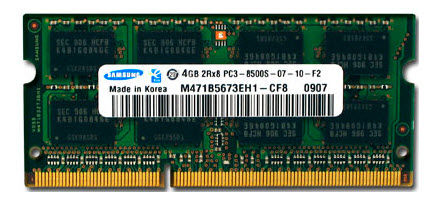 Samsung M471B5273BH1-CF8 memory module 2 GB 2 x 1 GB DDR3 204-pin SO-DIMM ECC