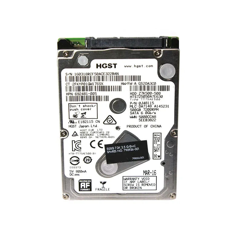 692481-005 - HP 500GB 7200RPM SATA 6Gb/s 2.5-in Hard Drive