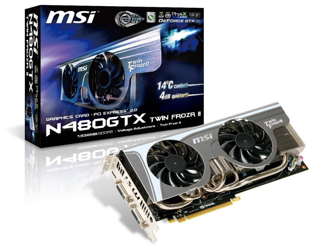 MSI N480GTX-TFII graphics card NVIDIA GeForce GTX 480 1.5 GB GDDR5