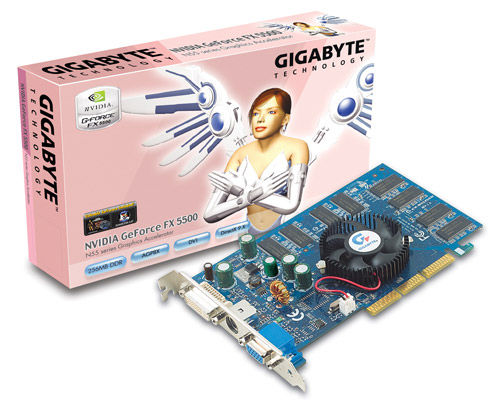 GIGABYTE FX5500 256MB DVI NVIDIA GeForce FX 5500 GDDR