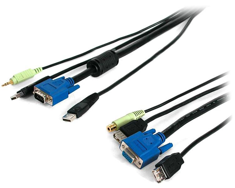 StarTech.com 10 ft Black 4-in-1 USB KVM Extension Cable