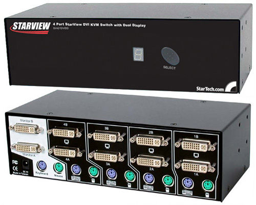 StarTech.com 4 Port StarView DVI with Dual Display KVM switch Black