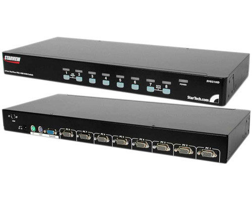 StarTech.com 8 Port StarView Mult-Platform USB + PS2 with OSD KVM switch Rack mounting Black