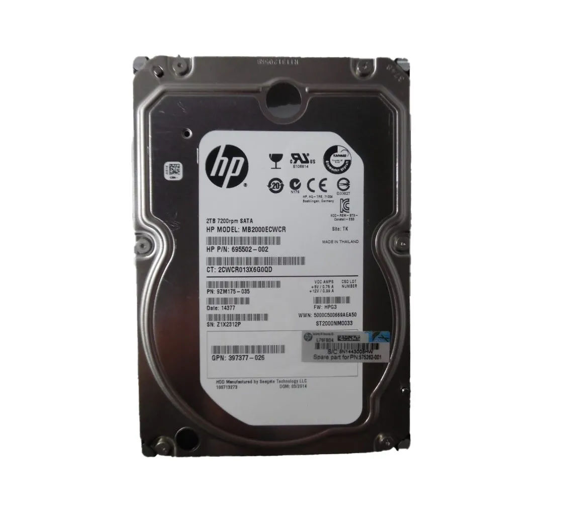 695502-002 - HP 2TB 7200RPM SATA 3Gb/s 3.5-in Hard Drive