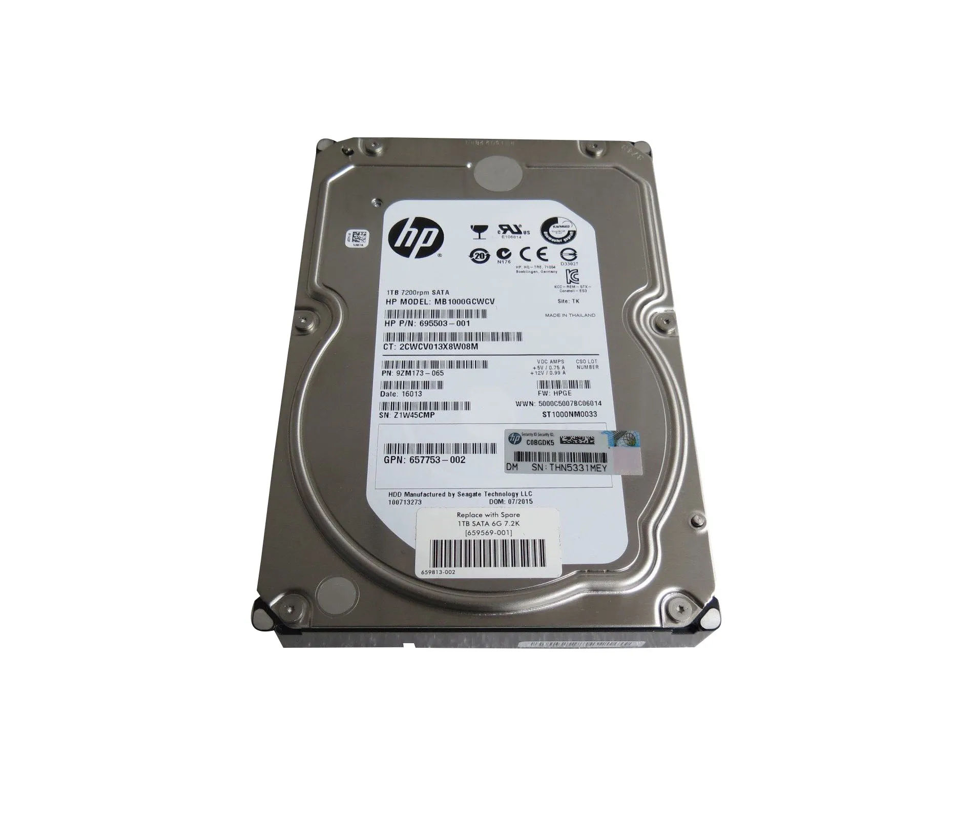 695503-001 - HP 1TB SATA 7200RPM 3.5-inch Hard Drive