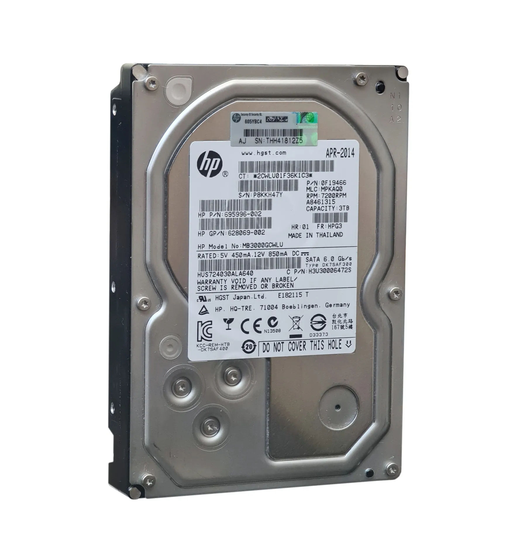 695996-002 - HP 3TB 7200RPM SATA 6Gb/s 3.5-in Hard Drive