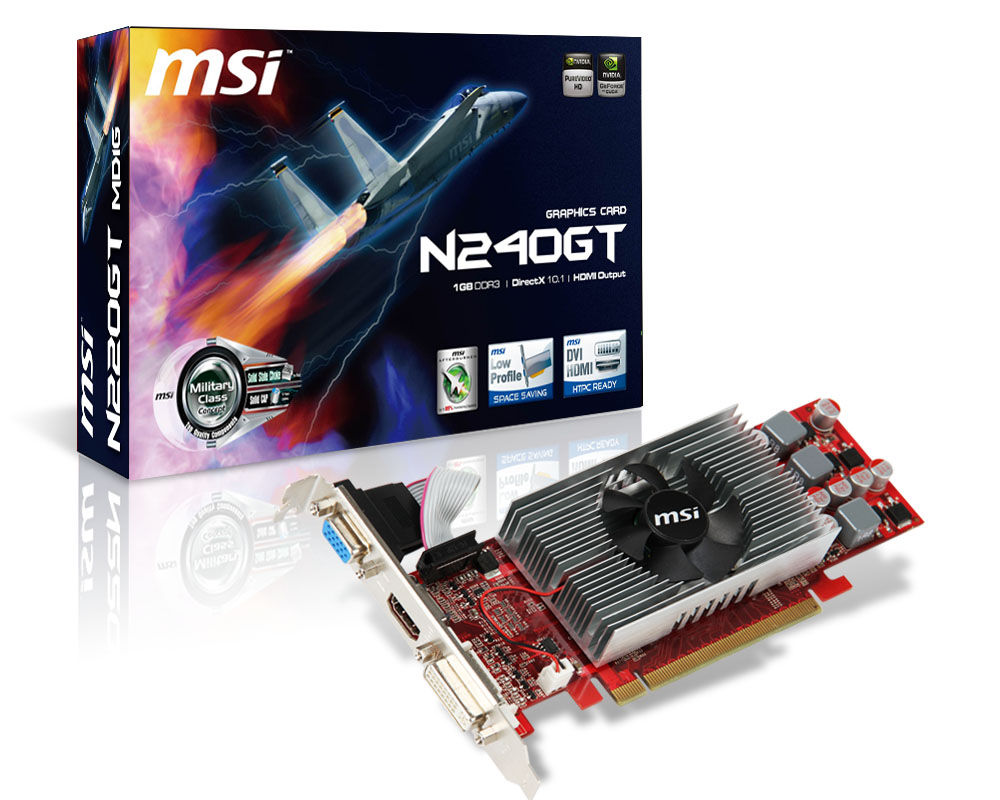 MSI N240-MD1GD3/LP NVIDIA GeForce GT 240 1 GB GDDR3