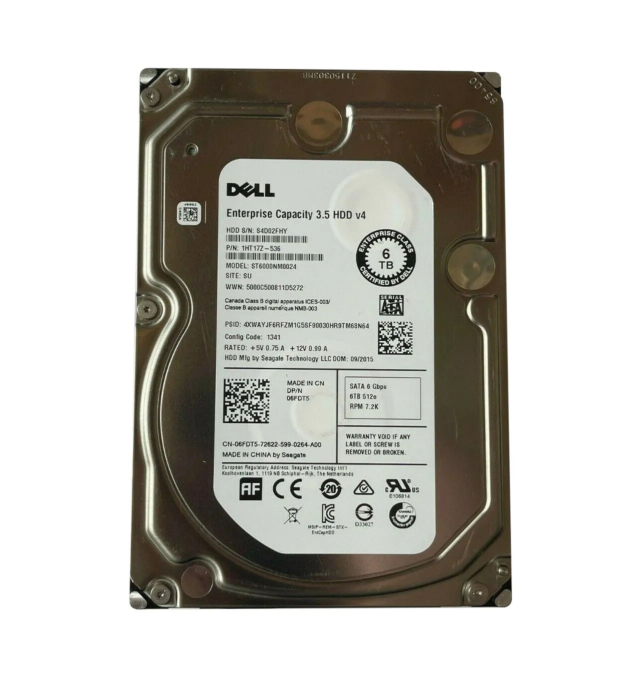 6FDT5 - Dell 5TB 7200RPM SATA 6Gb/s 3.5-in Hard Drive