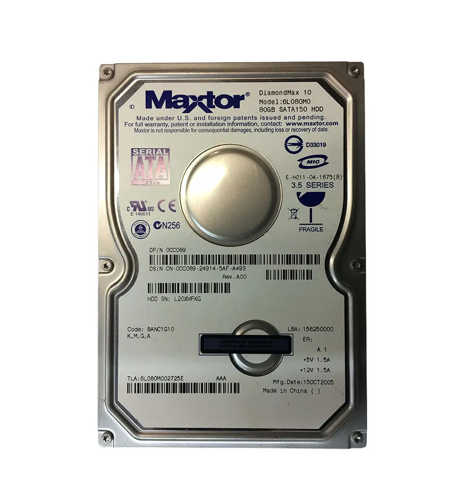 Maxtor 6L080M0 80GB 7200RPM SATA Hard Drive