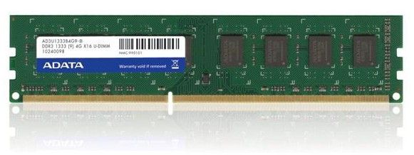 ADATA 4GB DDR3 PC1333 U-DIMM memory module 1 x 4 GB 240-pin DIMM