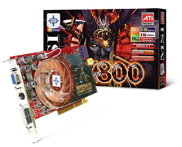 MSI RX800XT-VTD256 256MB GDDR3 DVI TV-Out Video-In 256bit VGA