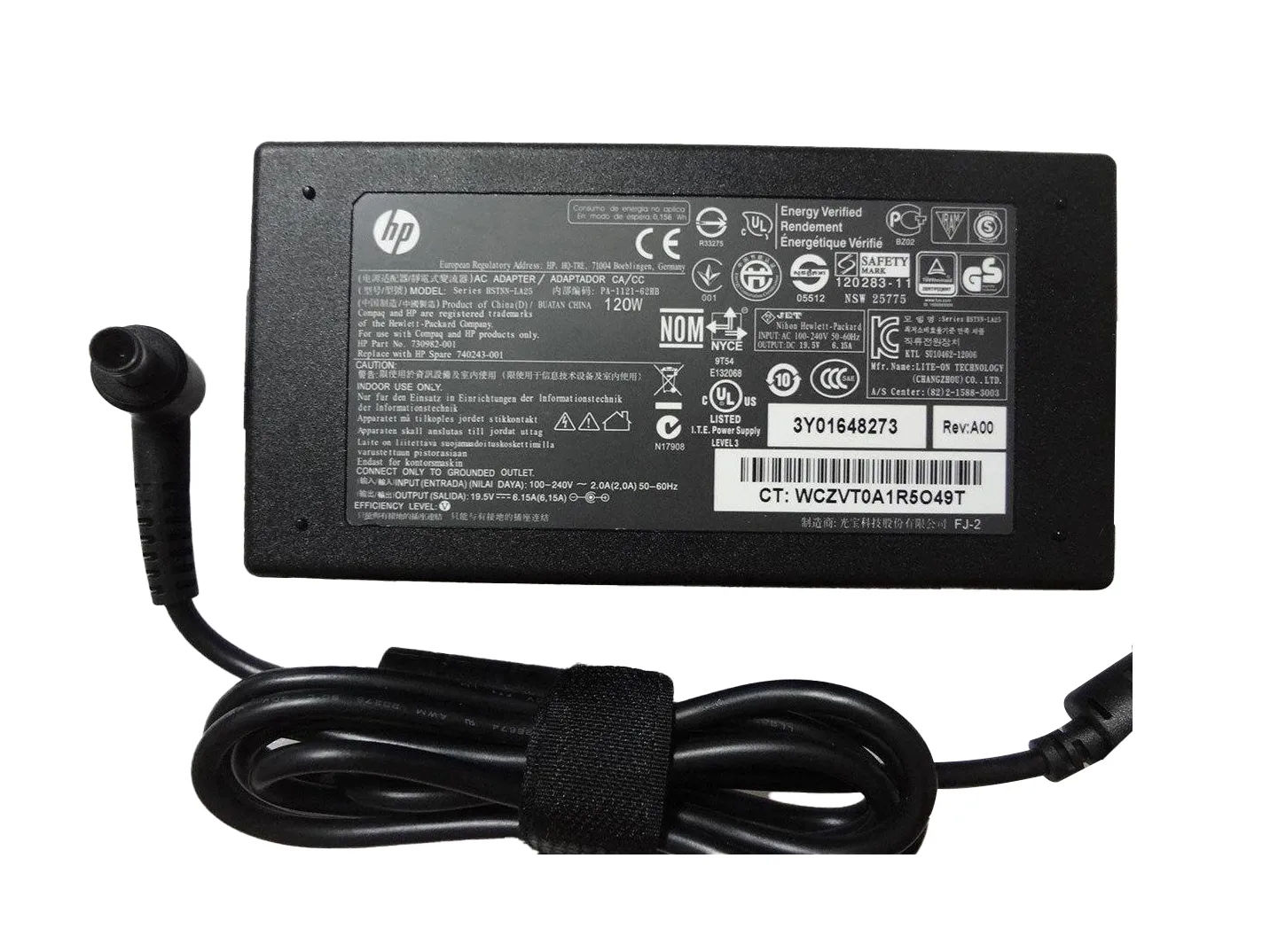 730982-001 - HP 120-Watts 19.5V Power Adapter For Envy Pavilion
