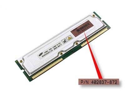 HP SP/CQ Memory 512MB PC800 EVO W6000 memory module 0.5 GB 1 x 0.5 GB RDRAM 184-pin RIMM