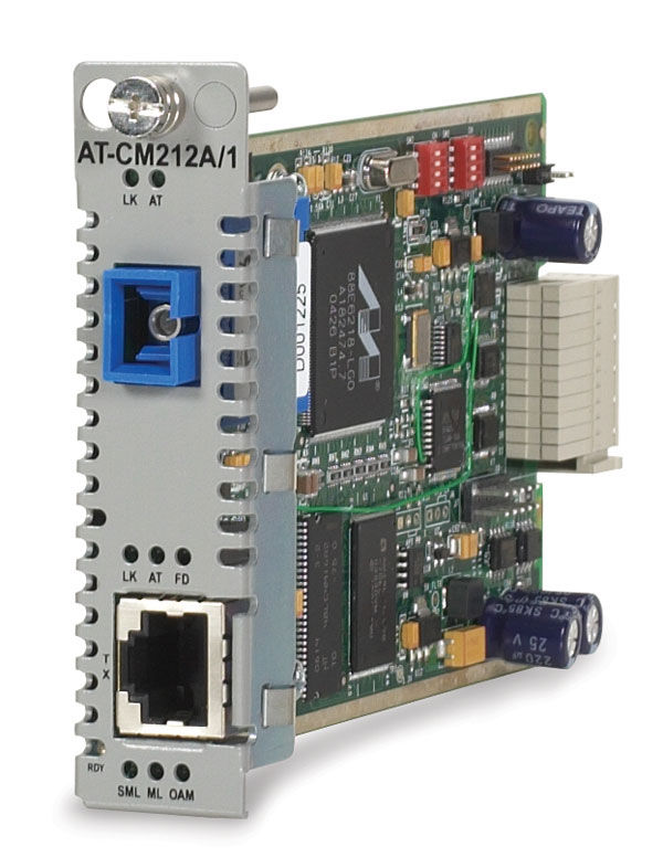 Allied Telesis 10/100TX, 100FX (SC,SM) SMF media & rate converter line card w/ OAM, 15km network media converter 100 Mbit/s 1310 nm
