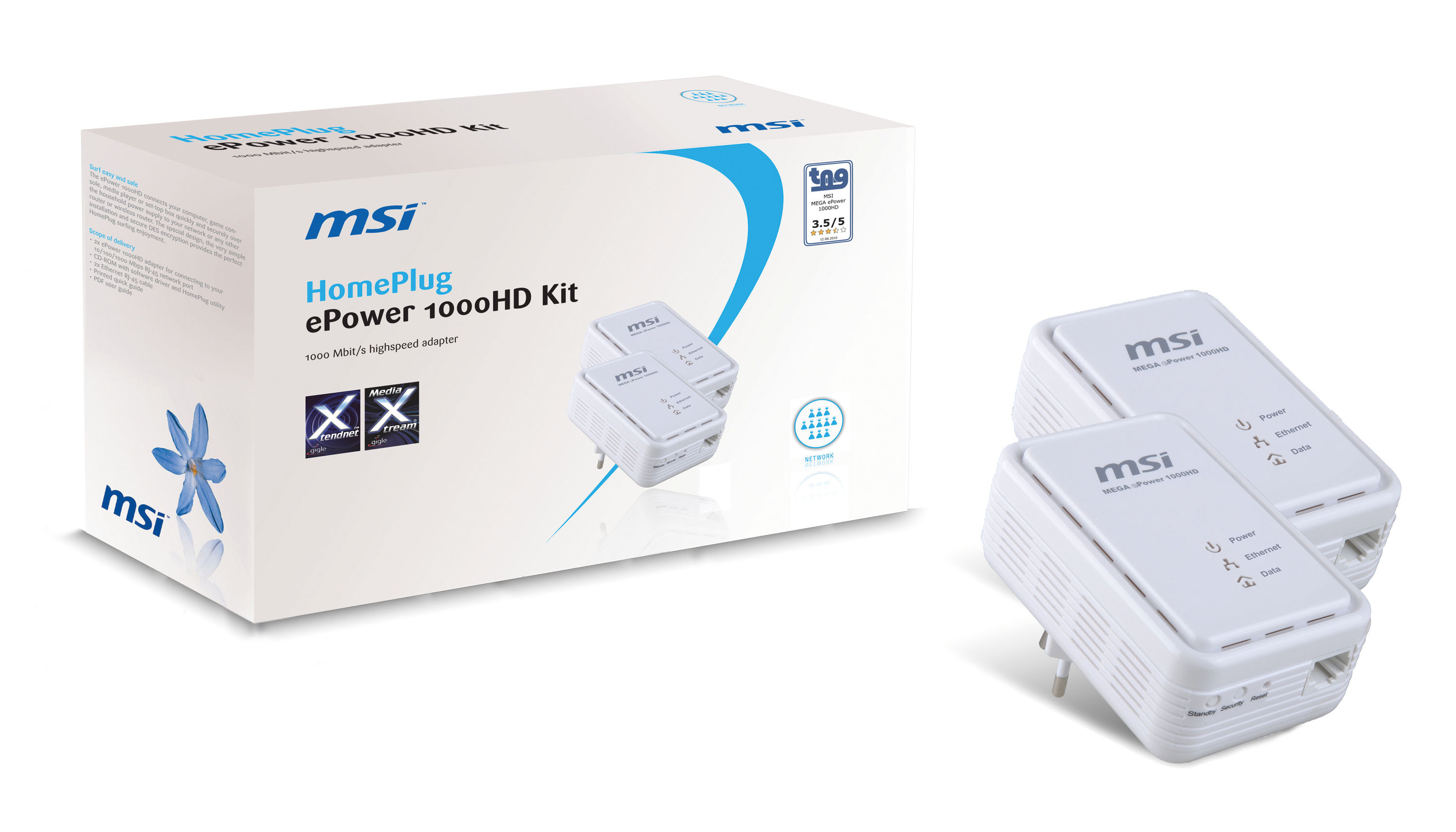 MSI HomePlug ePower 1000HD kit Ethernet 1000 Mbit/s
