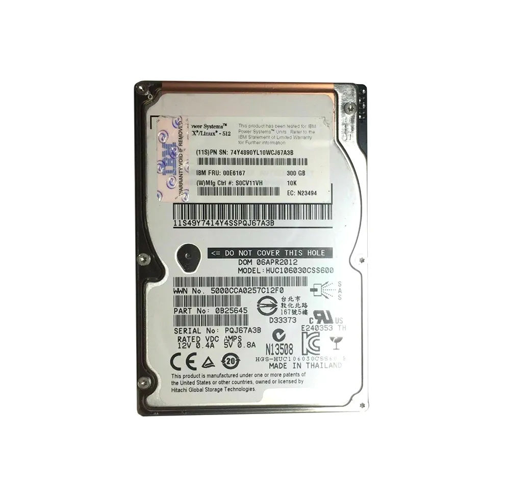 74Y4890 - IBM 300GB 10000RPM SAS 6Gb/s Hot Swap 2.5-in HDD