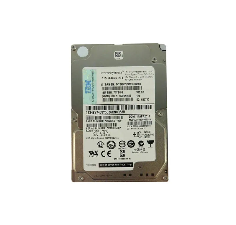 74Y6496 - IBM 300GB 15000RPM SAS 6Gb/s 2.5-in Hard Drive