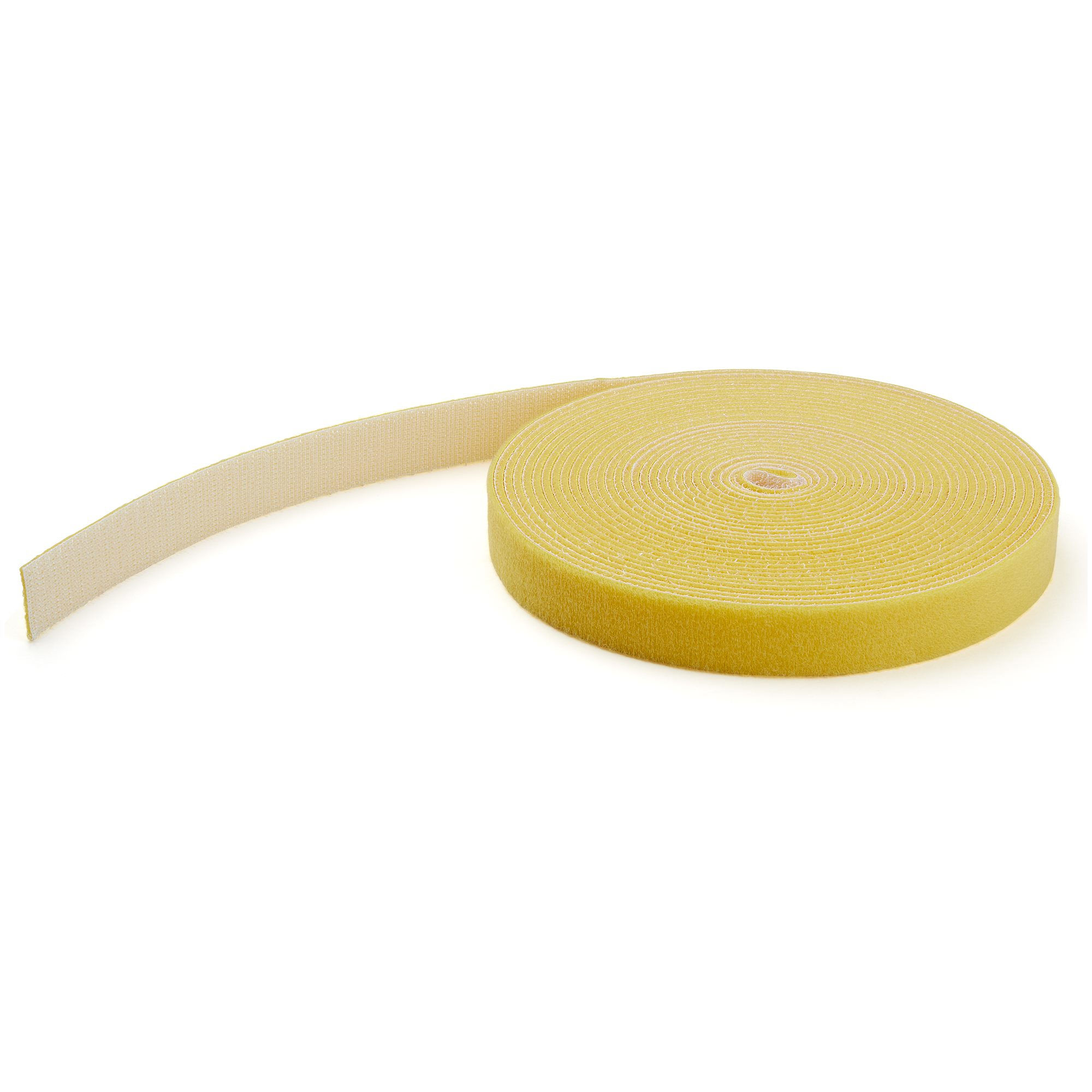 StarTech.com 100ft Hook and Loop Roll - Cut-to-Size Reusable Cable Ties - Bulk Industrial Wire Fastener Tape /Adjustable Fabric Wraps Yellow / Resuable Self Gripping Cable Management Straps