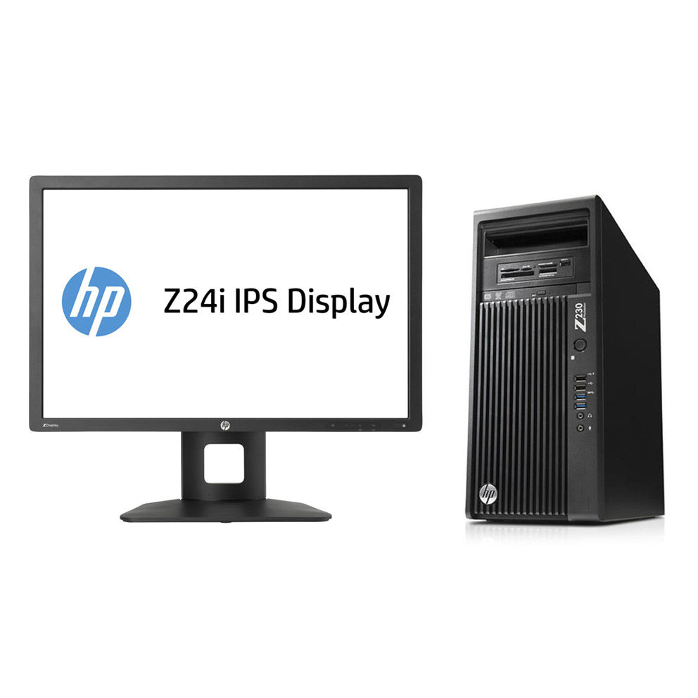 HP 230 MT + Z24i Intel® Core™ i7 i7-4770 4 GB DDR3-SDRAM 500 GB HDD Windows 7 Professional Mini Tower Workstation Black