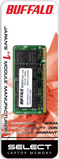 Buffalo Select 512MB DDR2 PC2-5300 667MHz soDIMM CL5 memory module 0.5 GB 200-pin SO-DIMM