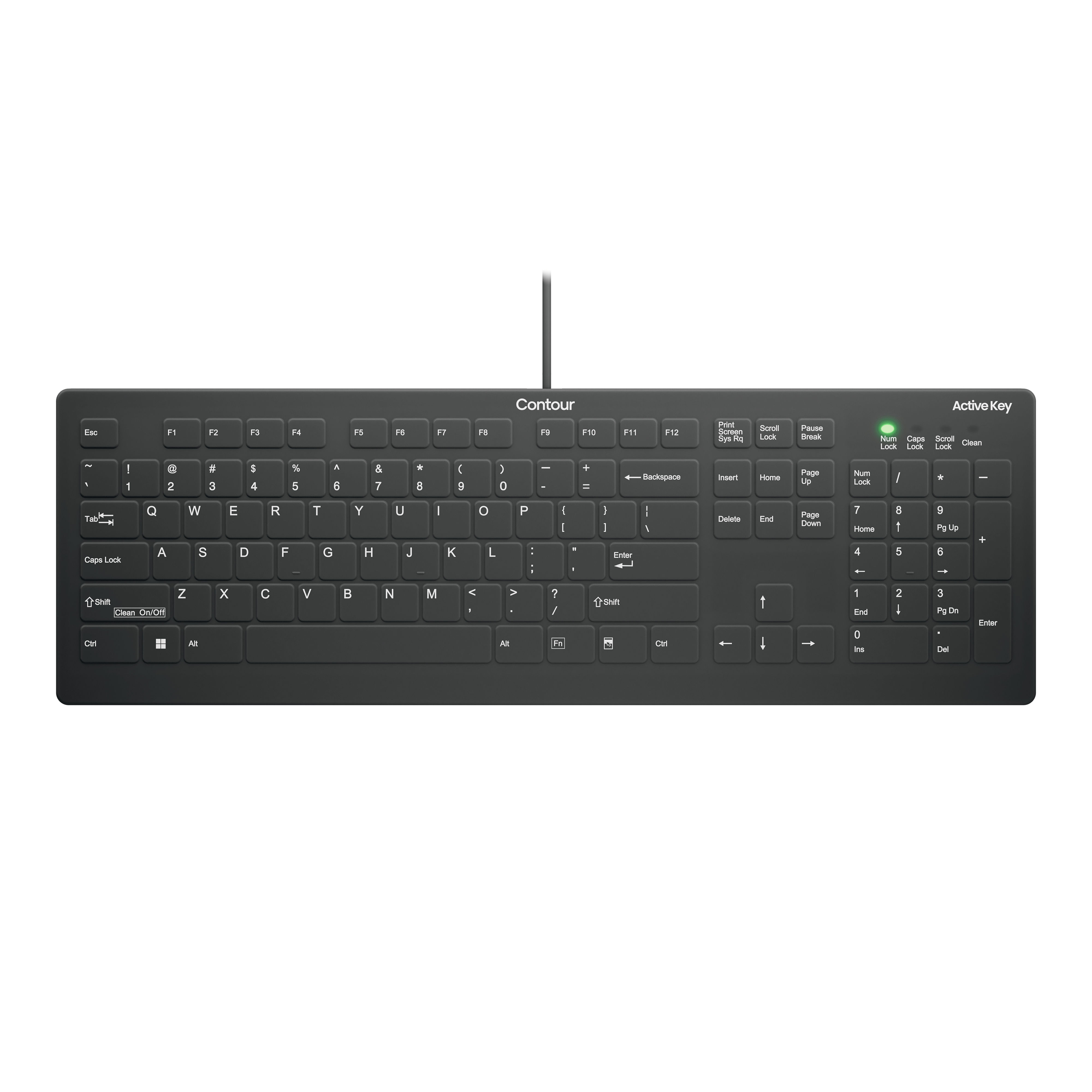 Contour Design Active Key Contour QuickClean Medical Keyboard IP68 Full-Size Wired White US C8112