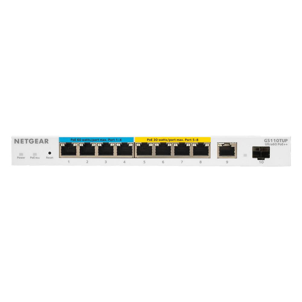 NETGEAR 10-Port Gigabit Ethernet Ultra60 PoE++ Smart Managed Pro Desktop Switch with 1 SFP and 1 Copper Uplink